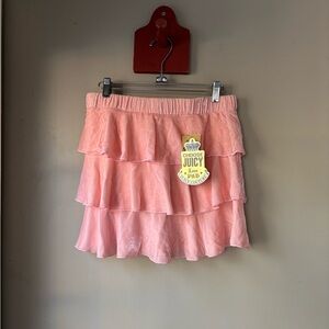 Vintage Juicy Couture RARE Y2K Pink Silk Velvet Tiered Ruffle Mini Skirt P NWT